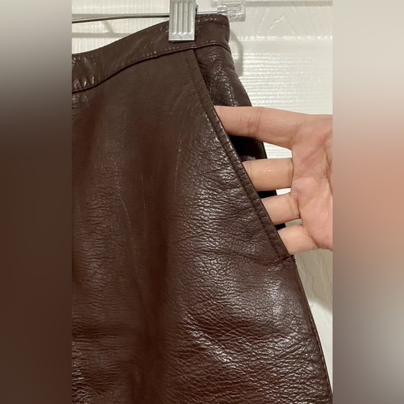 Zara Leather Mini Skirt Dark Brown - Picture 5 of 7